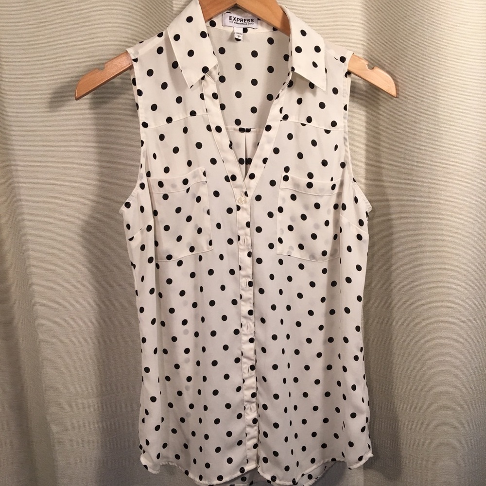 Express Polka Dot Sleeveless Portofino Shirt